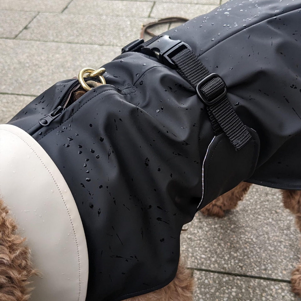 Regenmantel "Coco" Schwarz mit Creme
