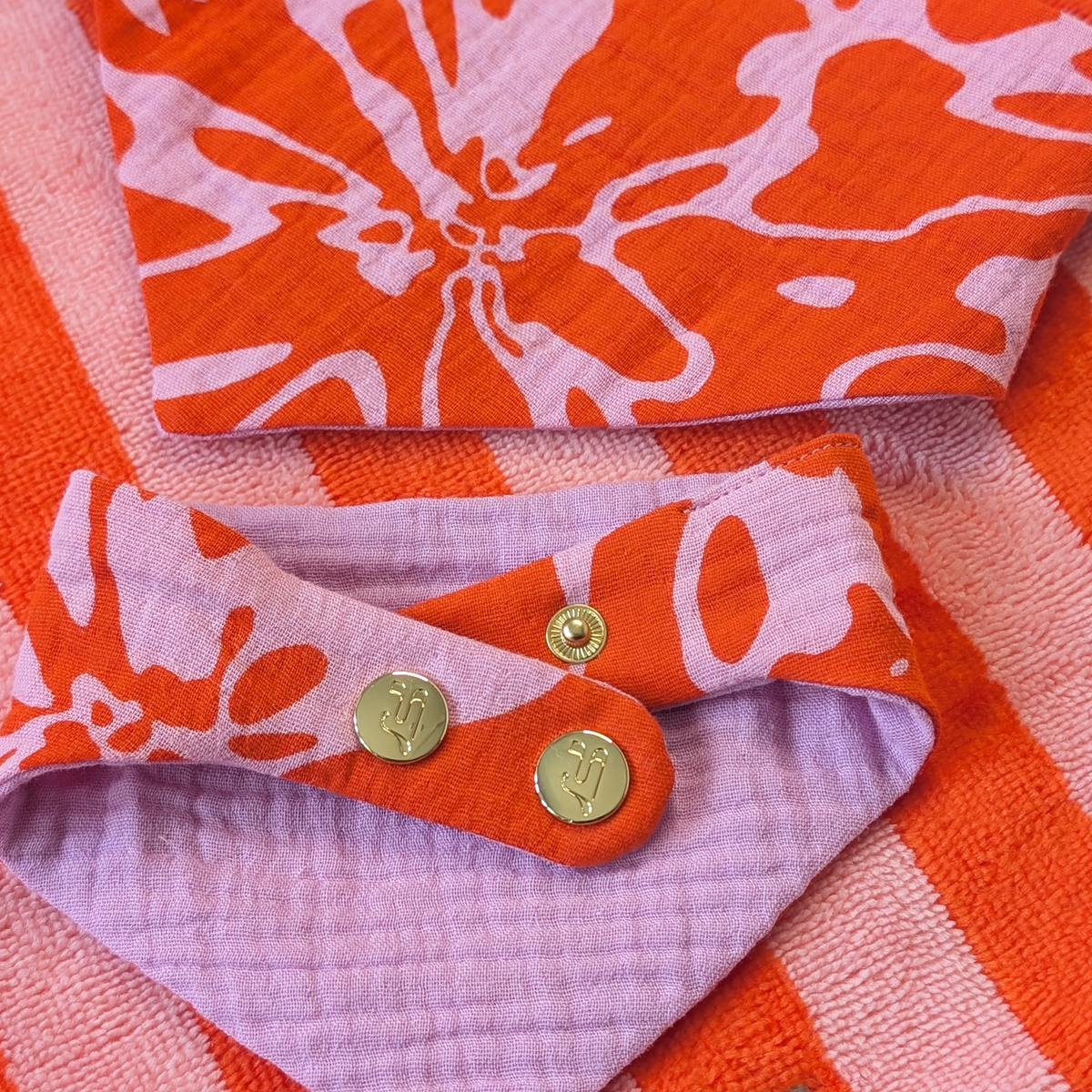 Pfotentuch Paw to Go "Sunstripe" orange-rosa